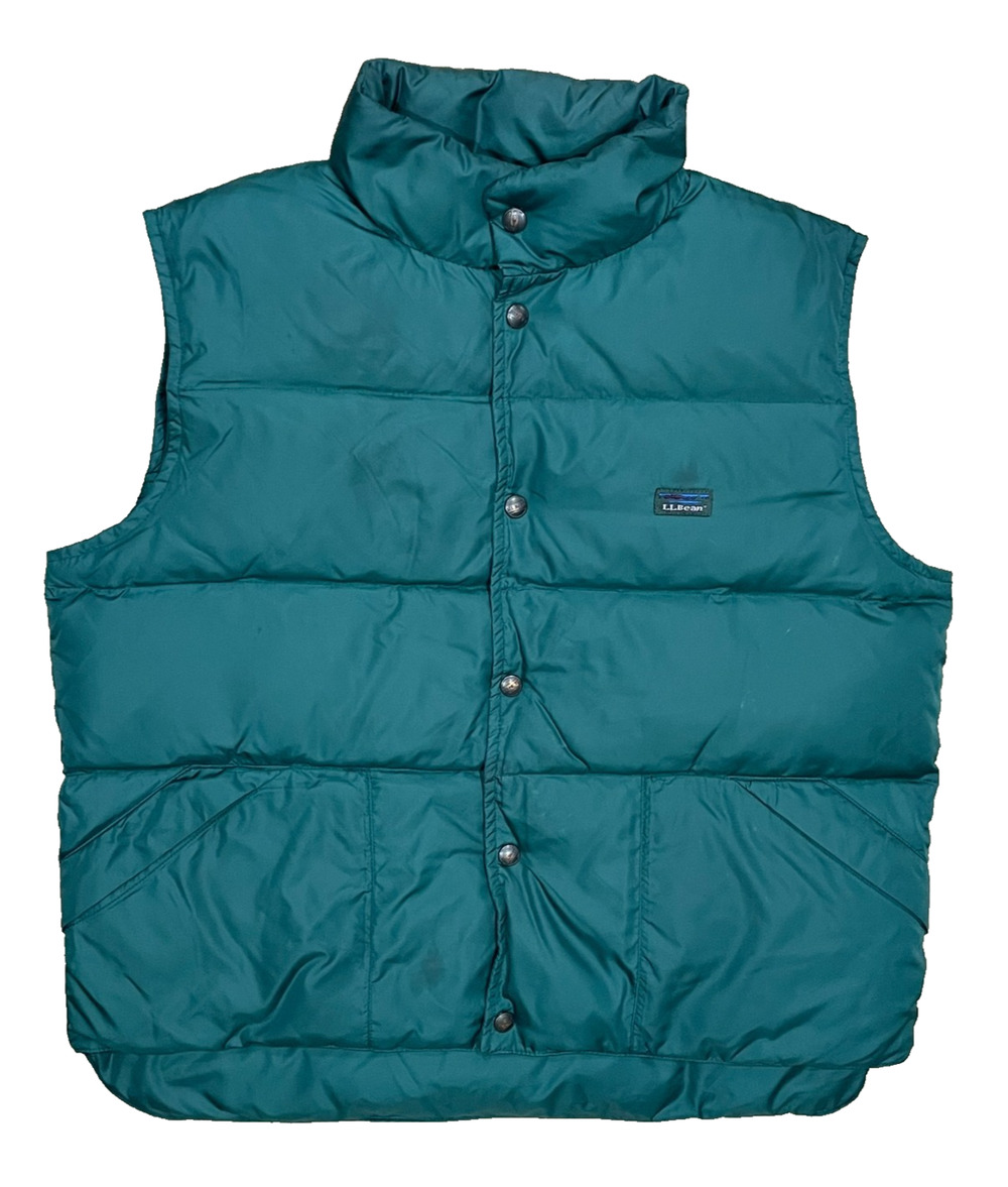 Vintage LL Bean Vest Goose Down Kids Large Green Puffer Snap Gorpcore Boys Youth